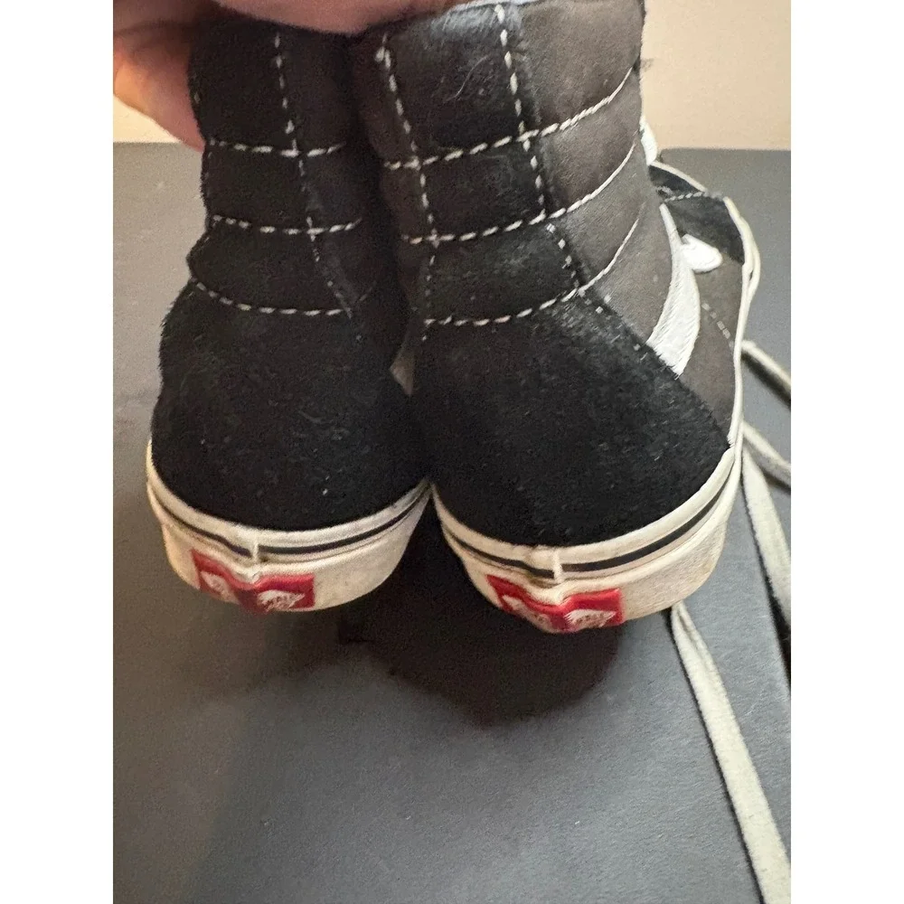 Vans Sk8-Hi High Top Skate Shoes Black White Suede Canvas Mens 6.5 Womens 8